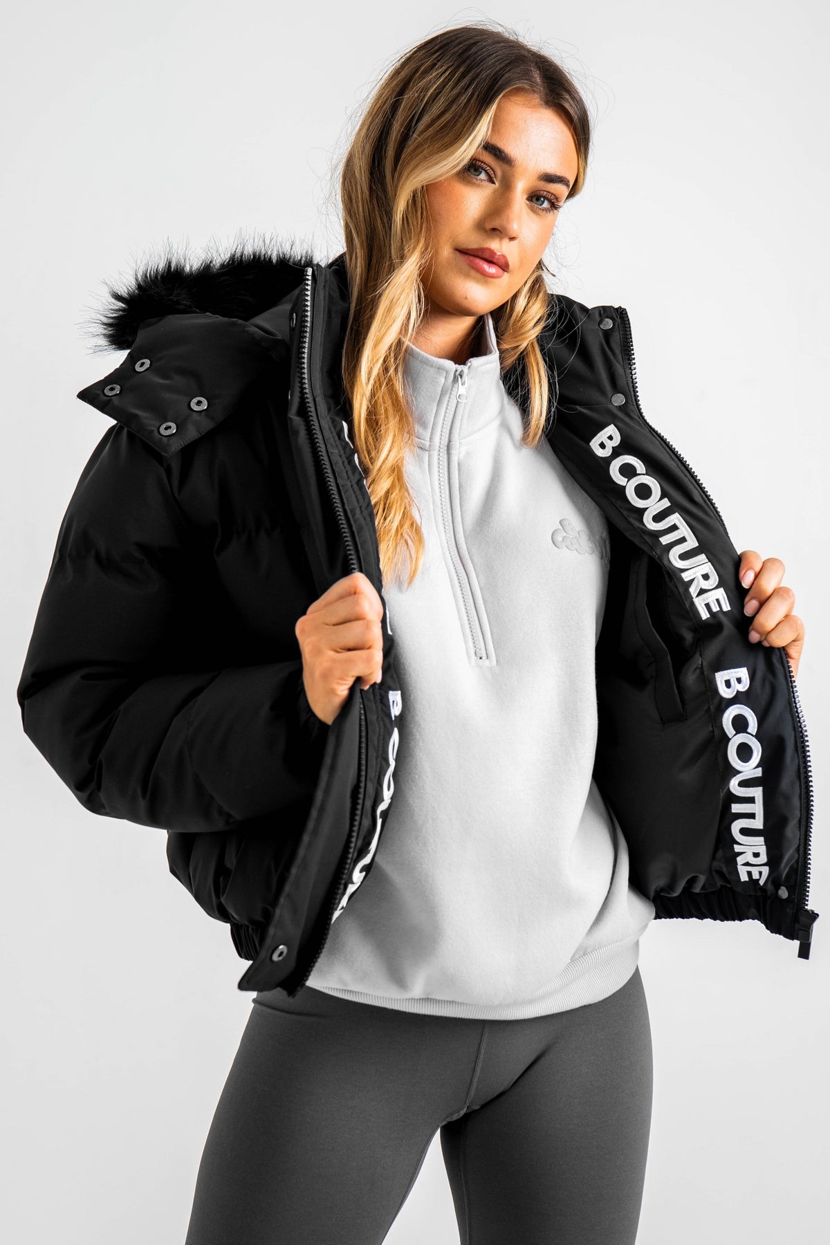 Ashby Cropped Puffer Jacket - Black