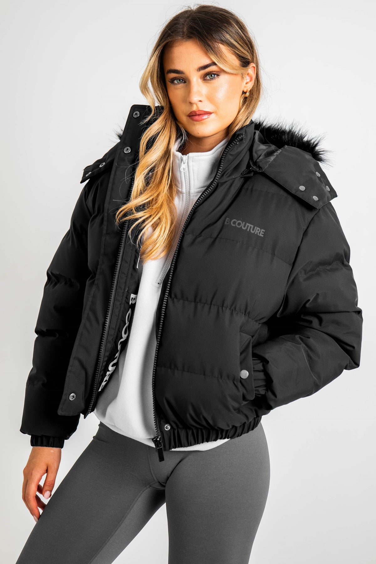 Ashby Cropped Puffer Jacket - Black