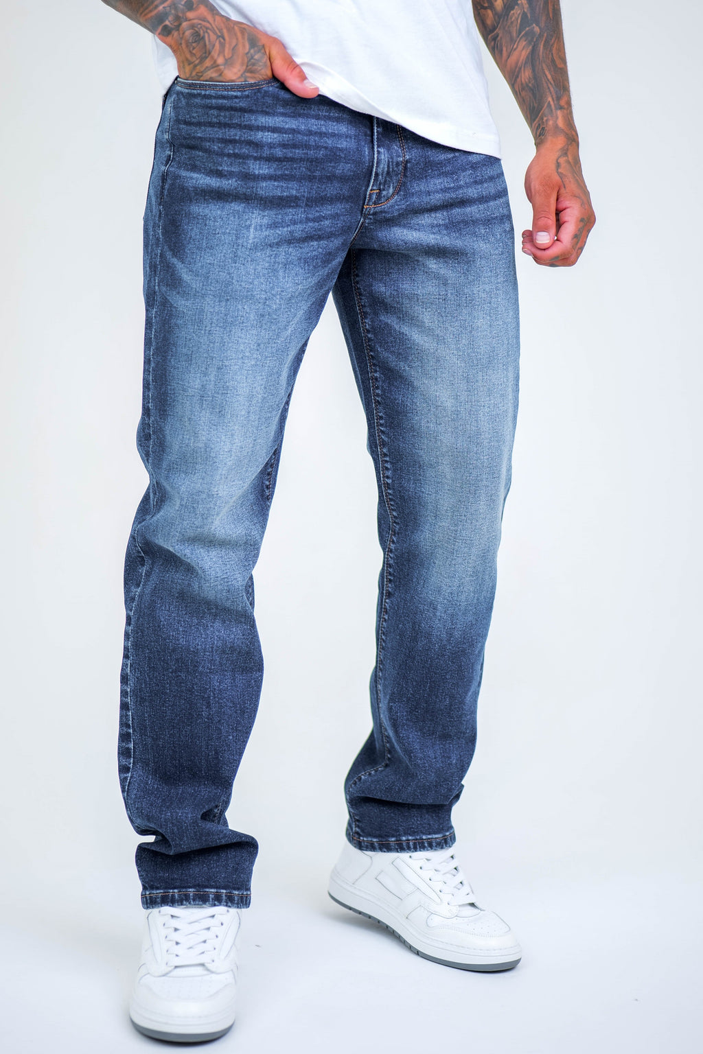 Beckenham Straight Fit Stretch Denim Jeans - Dark Blue