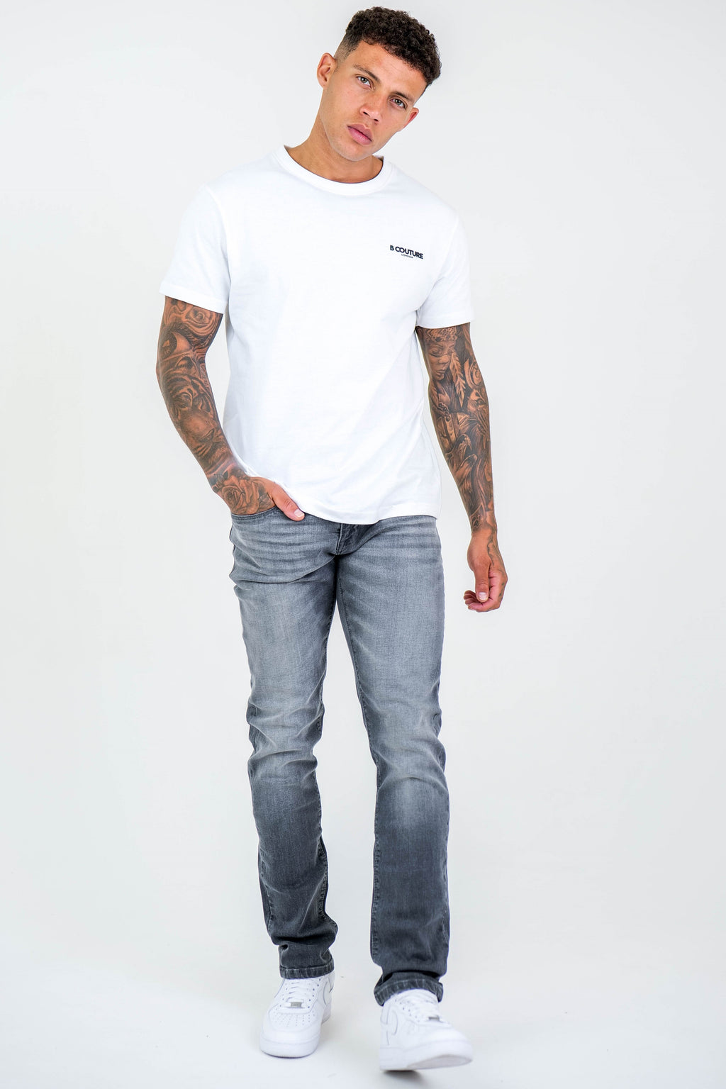 Farnfield Taper Fit Stretch Denim Jeans - Grey