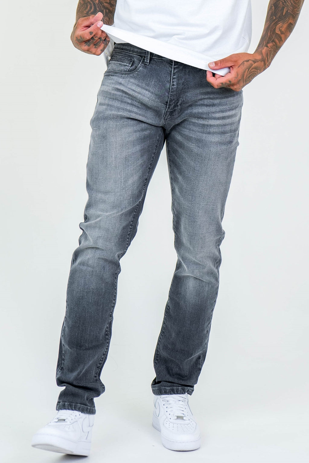 Farnfield Taper Fit Stretch Denim Jeans - Grey