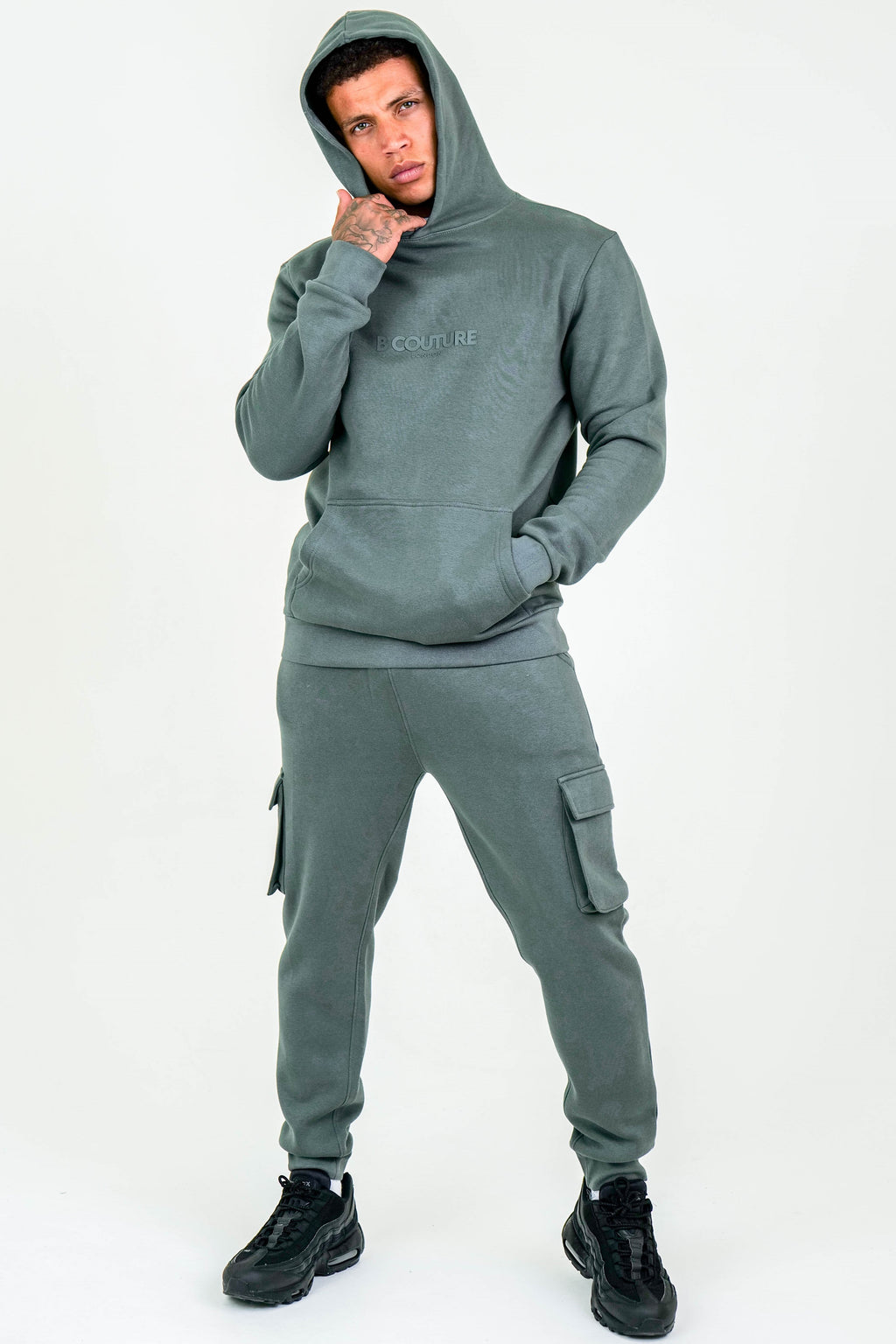 Compton Street Cargo Fleece Tracksuit - Gun Metal