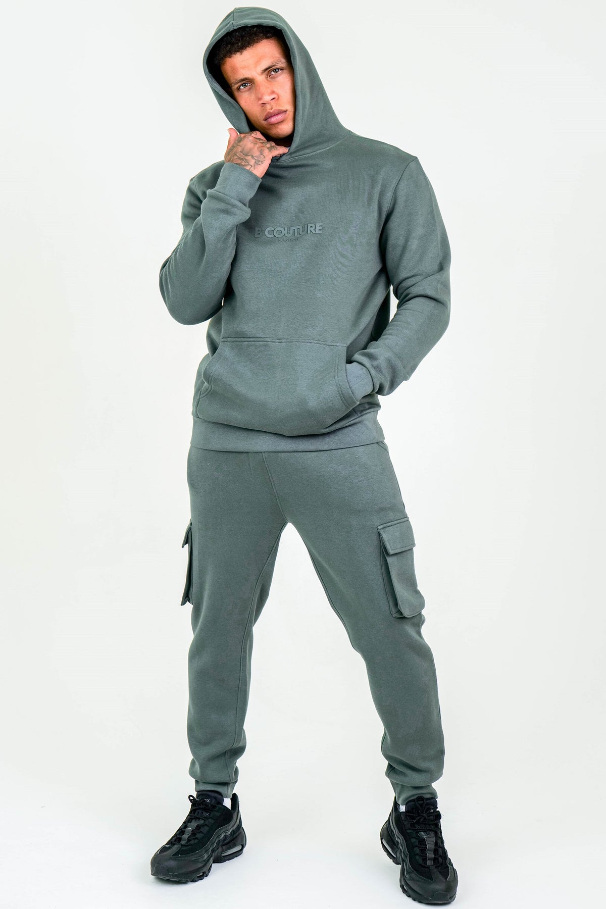 Compton Street Cargo Fleece Tracksuit - Gun Metal
