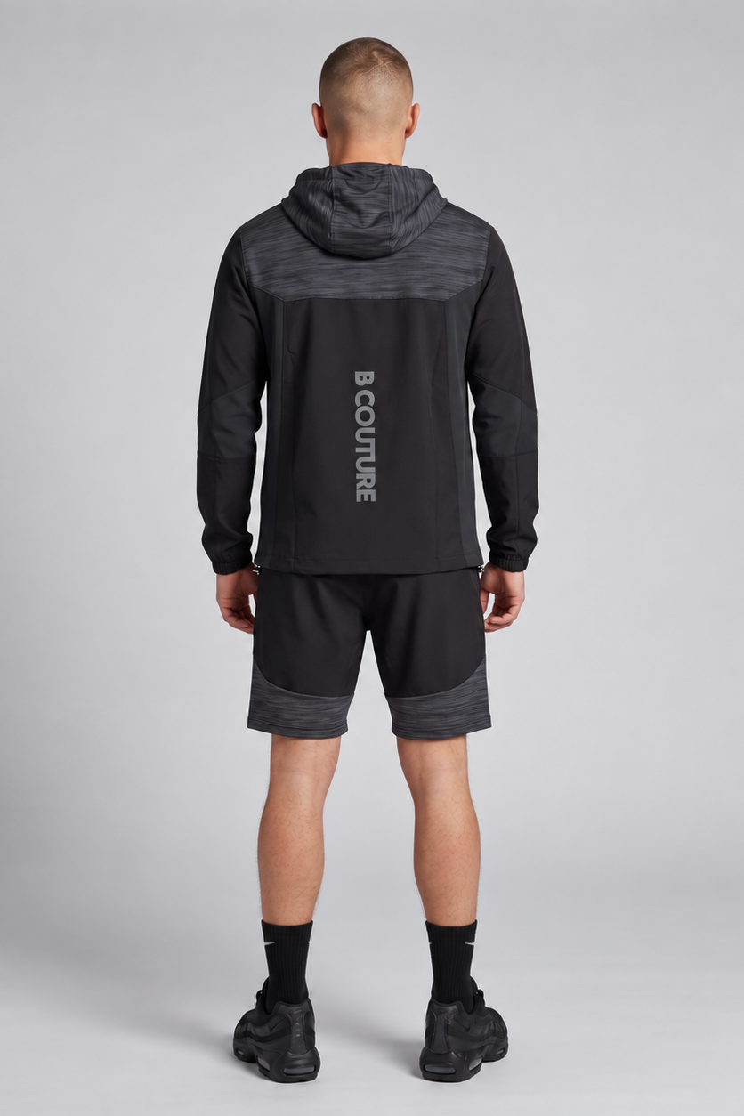 ProFabric Zip Jacket, Shorts & T-Shirt Set - Black/Grey