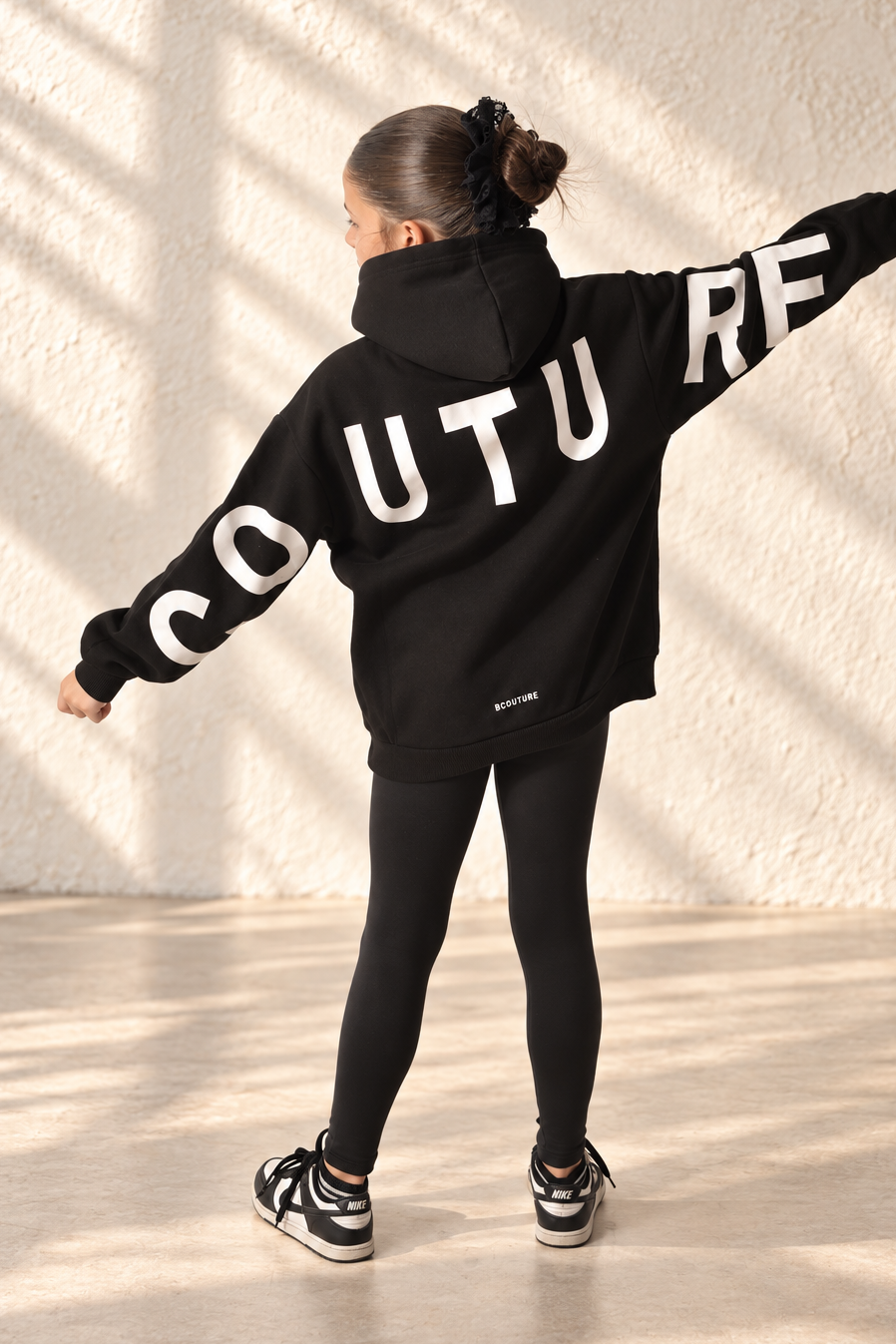 VXN Girls Leggings & Hoodie Set - Black