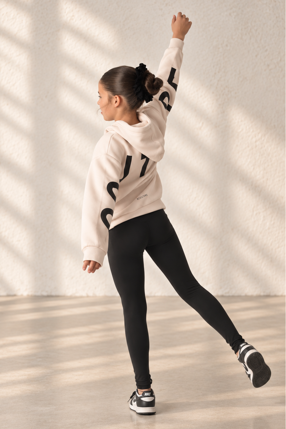 VXN Girls Leggings & Hoodie Set - Stone