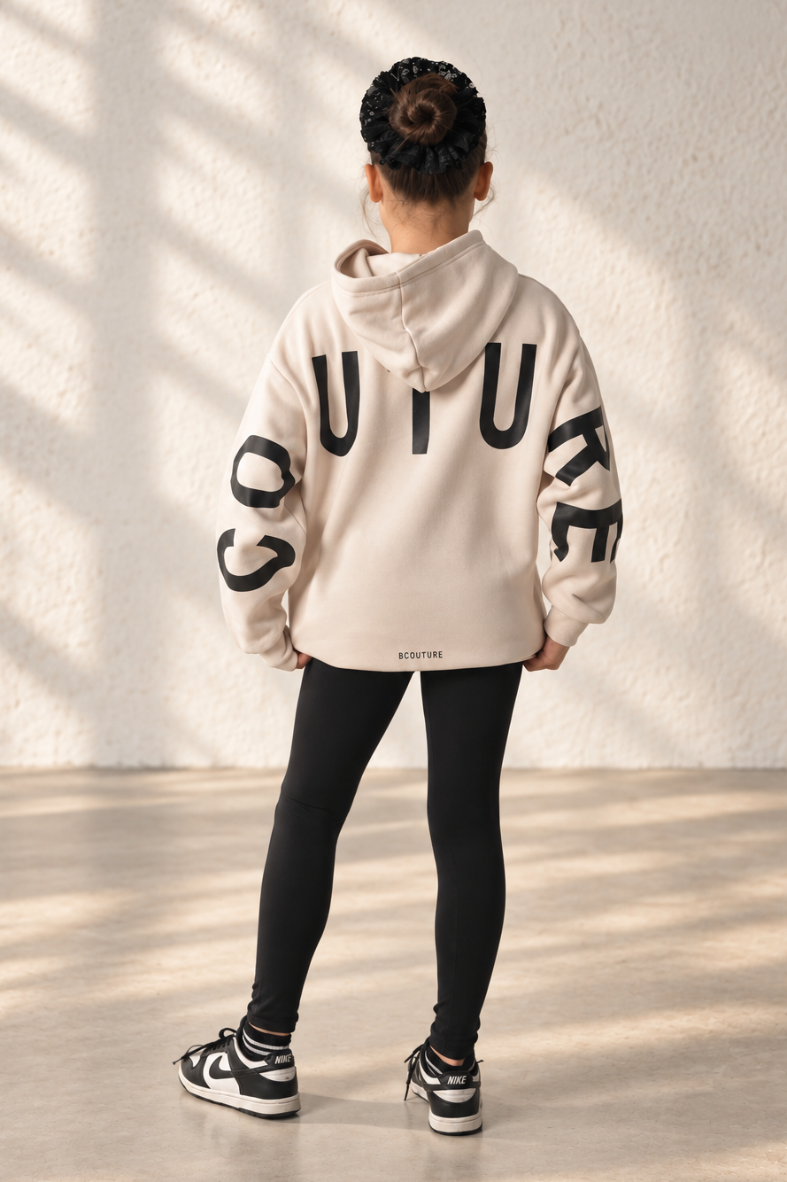 VXN Girls Leggings & Hoodie Set - Stone