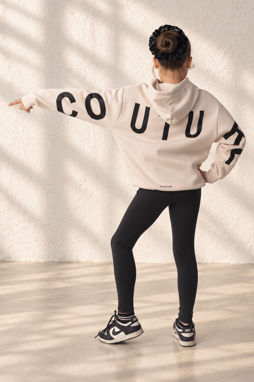 VXN Girls Leggings & Hoodie Set - Stone