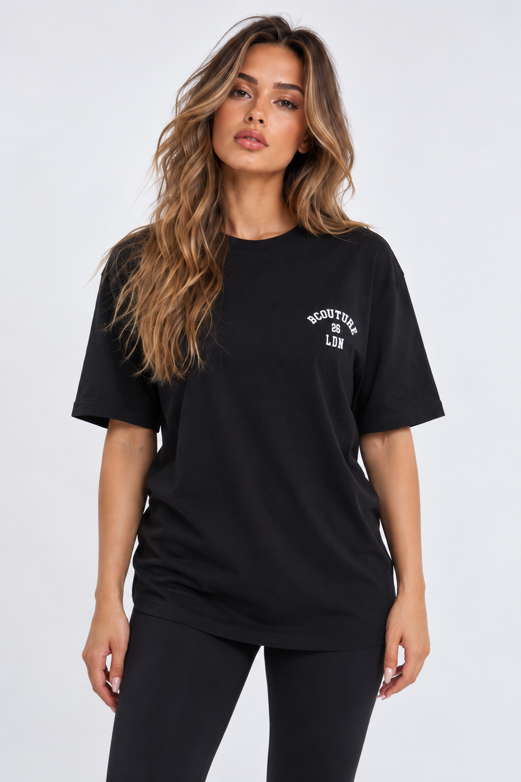 Varsity Leggings & Oversized T-Shirt Set - Black