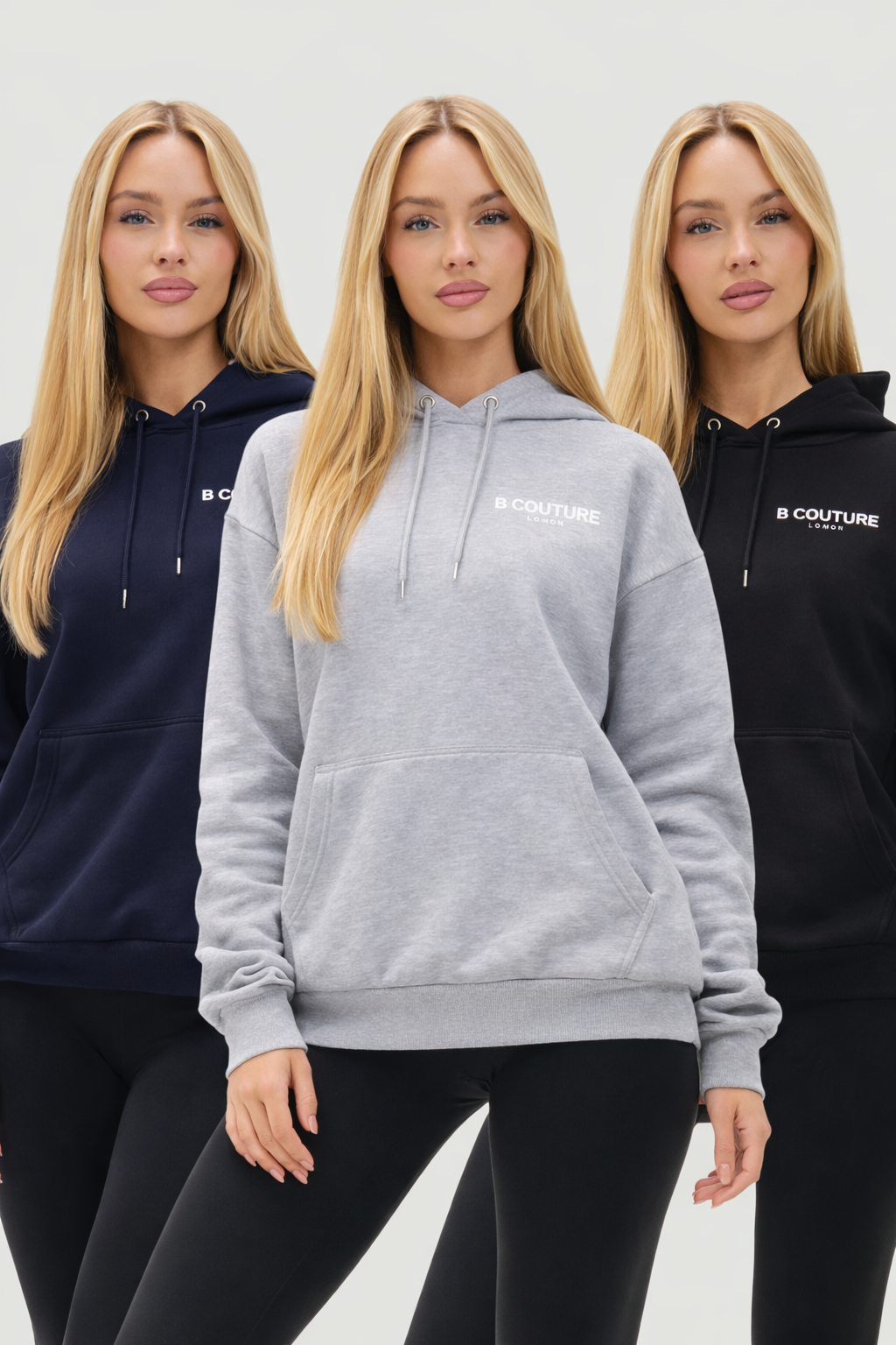Welwyn Studio 3-Pack Fleece Hoodie - Black/Navy/Grey