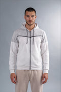 Kensal Colour Block Fleece Zip Hoodie - White/Grey Marl