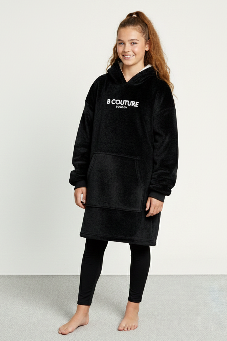 Windsor Double Weight Blanket Hoodie Junior - Black