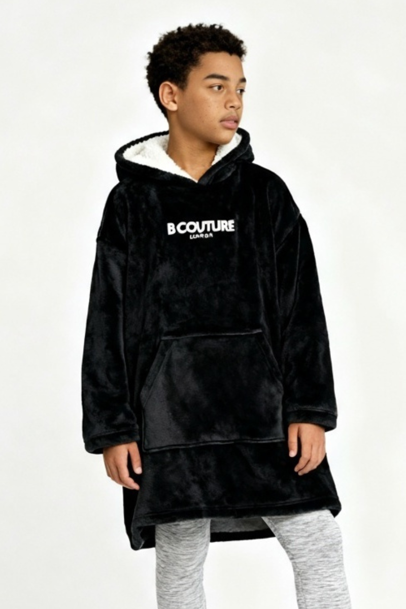 Windsor Double Weight Blanket Hoodie Junior - Black