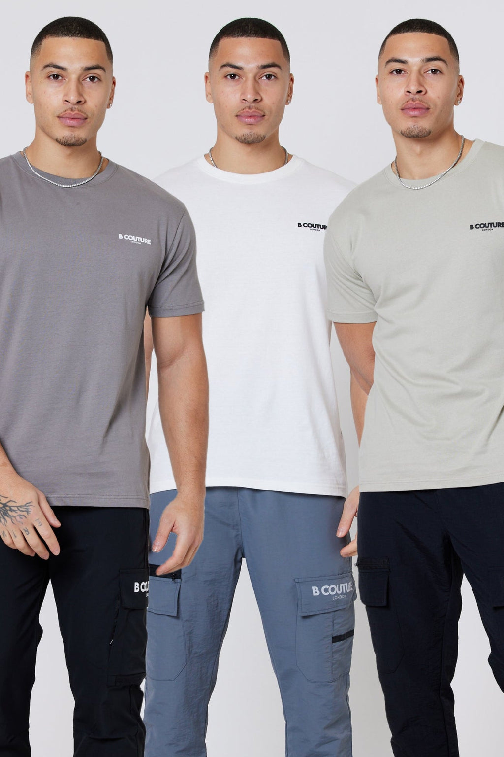 Hartfield 3-Pack Regular Cotton T-Shirt - Grey/Stone/Cream