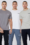 Hartfield 3-Pack Regular Cotton T-Shirt - Grey/Stone/Cream