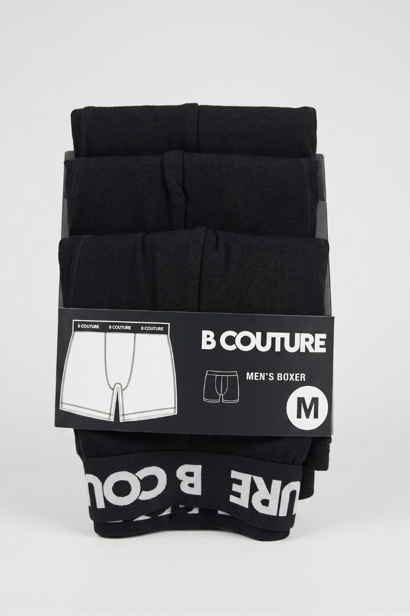 3-Pack Stretch Cotton Boxers - Black