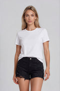 Myla Double Waistband Distressed Denim Shorts - Black