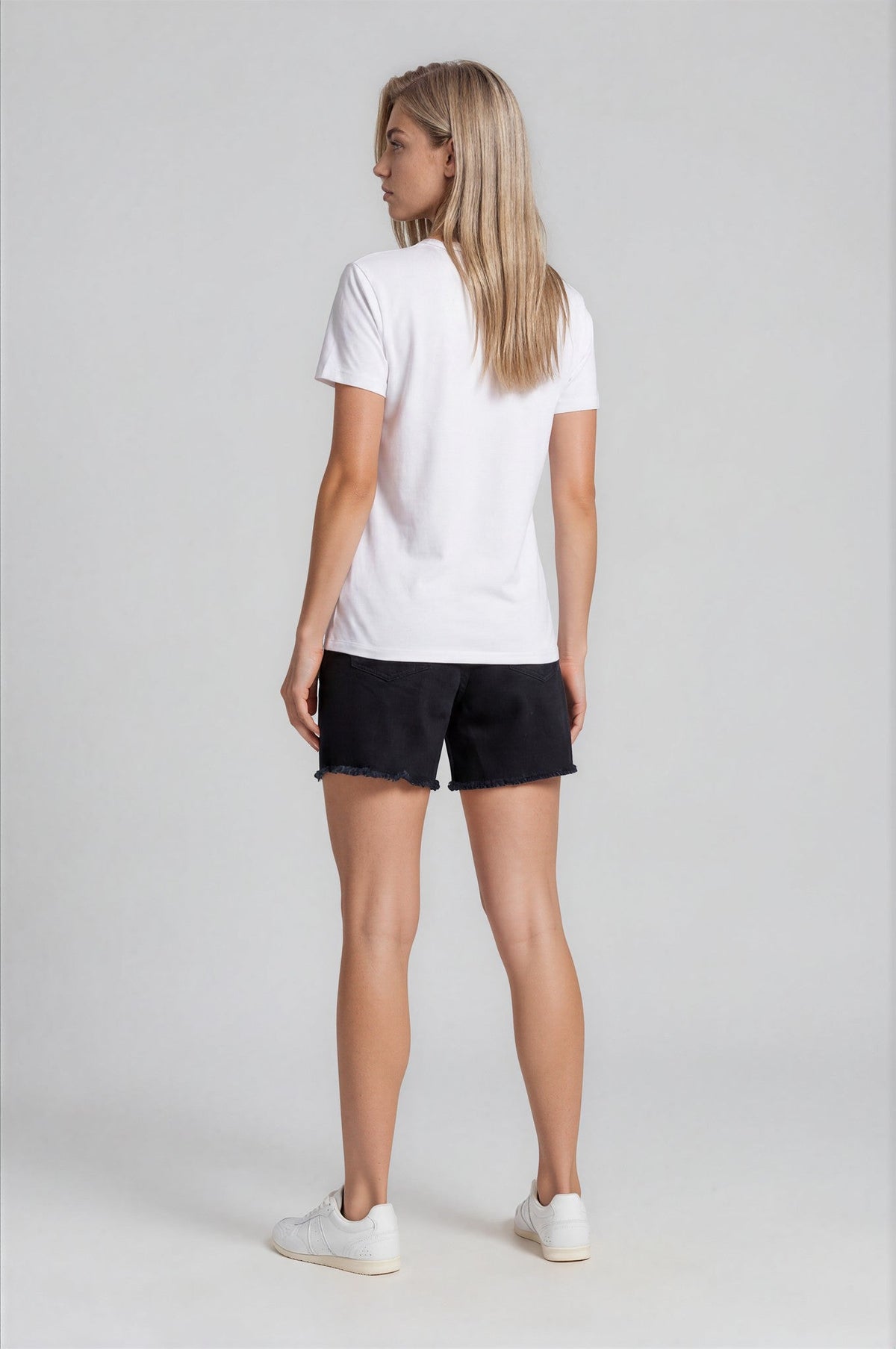 Myla Double Waistband Distressed Denim Shorts - Black